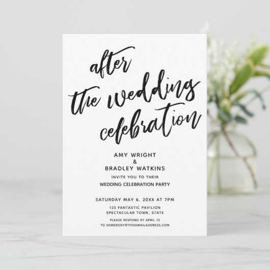 のカジュアルお祝い結婚白黒の後 招待状 (スタンド正面)