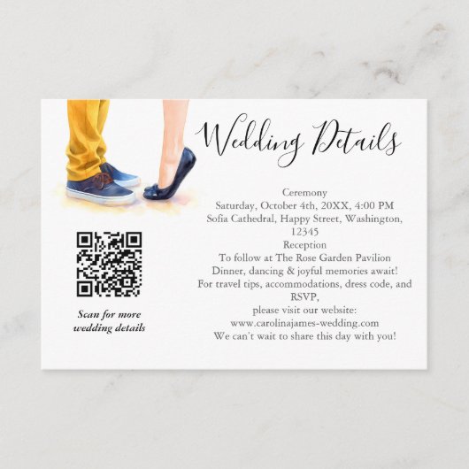 のカジュアルスクリプモダント・カップルイラストレーション エンクロージャーカード (正面)