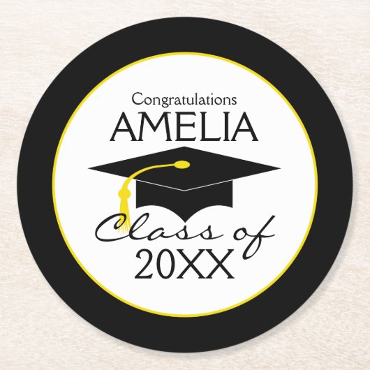 ~のカスタムおめでとう授業 ラウンドペーパーコースター (正面)