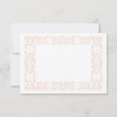 のカスタムエレガントピンクのレースRSVPカー結婚ド 出欠カード (裏面)