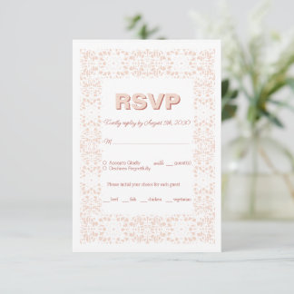 のカスタムエレガントピンクのレースRSVPカー結婚ド 出欠カード