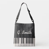 のカスタムピアノキーボード（白黒）。[名前を追加]: クロスボディバッグ (裏面)