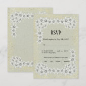 のカスタムフローラエレガント金ゴールドRSVPカー結婚ド 出欠カード (正面/裏面)