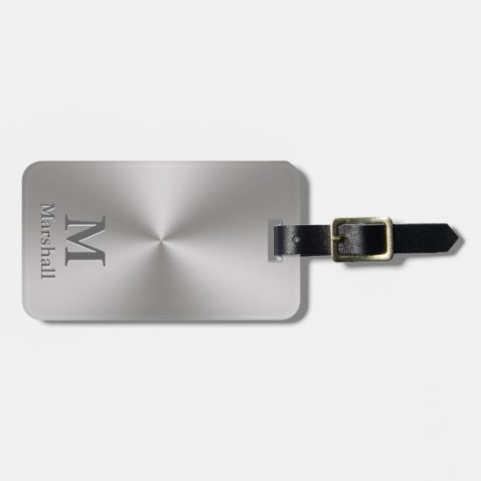 のカスタムモノグラムと名前（シルバーメタルルック） ラゲッジタグ (正面横)