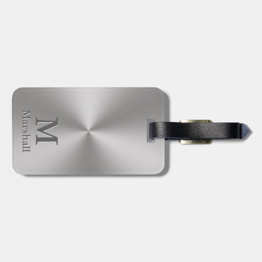 のカスタムモノグラムと名前（シルバーメタルルック） ラゲッジタグ (裏面横)