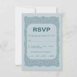 のカスタムヴィンテージブルーRSVPカー結婚ド 出欠カード
