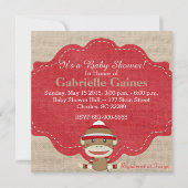 のカスタム中立靴下サルのベビーシャワー 招待状 (正面)