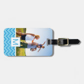 のカスタム写真とMonogramの山形パターンの背景 ラゲッジタグ (正面横)