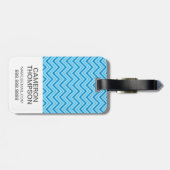 のカスタム写真とMonogramの山形パターンの背景 ラゲッジタグ (裏面横)