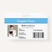 のカスタム写真バーコードナースの医師名 バッジ (正面)
