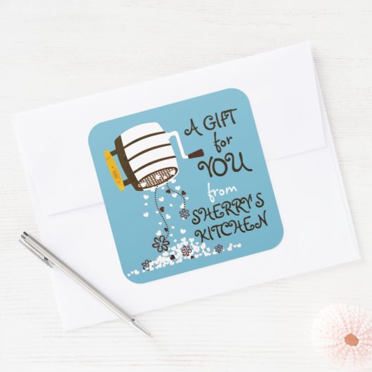 ~のカスタム台所から生まれた小麦粉の色 スクエアシール (封筒)