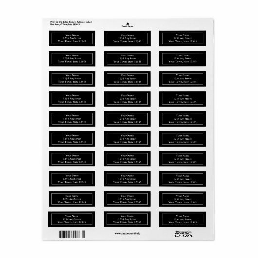 のカスタム白黒の事前アドレス指定された宛名ラベル ラベル (フルシート)