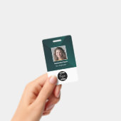 のカスタム社員写真ロゴバーコード名ID緑 バッジ (Handheld)