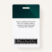 のカスタム社員写真ロゴバーコード名ID緑 バッジ (裏面)