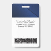 のカスタム社員写真ロゴバーコード名ID青 バッジ (裏面)