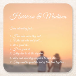 のカップル結婚おもしろいファクトカスタムフォトスクリプト スクエアペーパーコースター