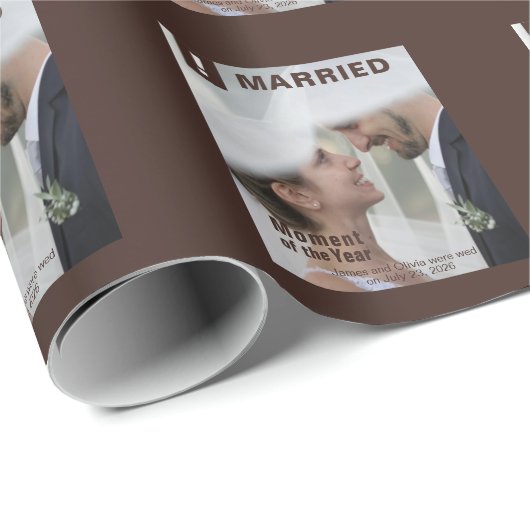のカップル結婚の写真おもしろい雑誌の表紙を追加 ラッピングペーパー (ロールコーナー)