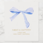 のカップル結婚の埃っぽいブルーリボン ワインラベル (シングルラベル)