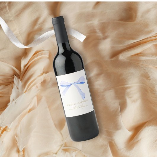 のカップル結婚の埃っぽいブルーリボン ワインラベル