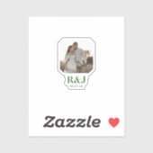 のカップル結婚フォトグリーンモノグラムを追加 シール (シート)