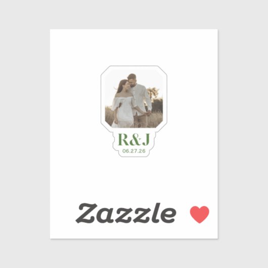 のカップル結婚フォトグリーンモノグラムを追加 シール (シート)