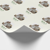 のカップル結婚フォトグリーンモノグラムを追加 ラッピングペーパー (角)