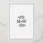 のカップル結婚モノグラムイニシャルミニマル金ゴールド 箔招待状 (裏面)