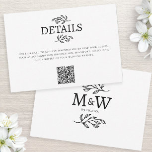 のカップル結婚モノグラムイニシャル詳細QRカード 出欠カード