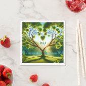 のカップル結婚モノグラムグリーンナプキン スタンダードカクテルナプキン (インサイチュ)