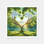 のカップル結婚モノグラムグリーンナプキン スタンダードカクテルナプキン (正面)