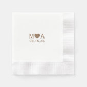 のカップル結婚モノグラムラブハート 縁ありカクテルナプキン (正面)