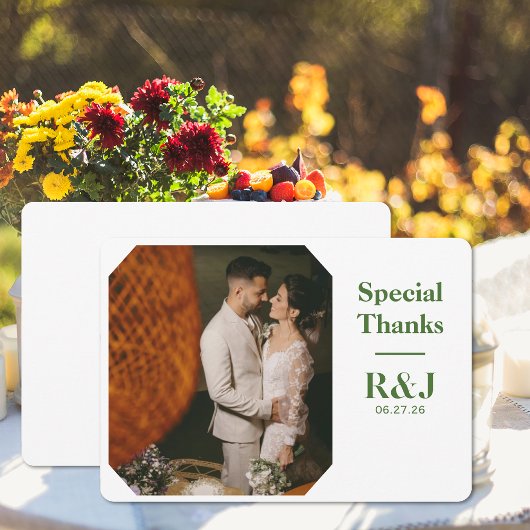 のカップル結婚モノグラム写真サンキューカードの追加 ノートカード