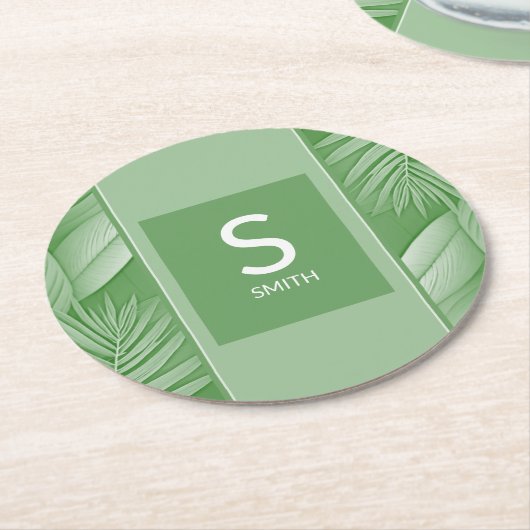 のカップル結婚モノグラム紙コースター ラウンドペーパーコースター (アングル)