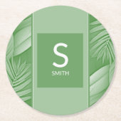 のカップル結婚モノグラム紙コースター ラウンドペーパーコースター (正面)