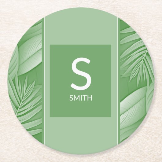 のカップル結婚モノグラム紙コースター ラウンドペーパーコースター (正面)