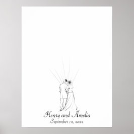 のカップル結婚指紋ゲストブック ポスター