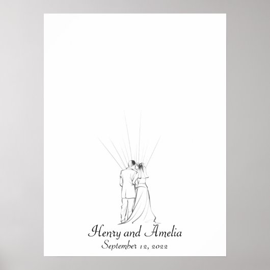 のカップル結婚指紋ゲストブック ポスター (正面)