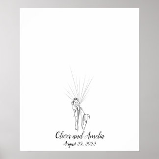 のカップル結婚指紋ゲストブック ポスター