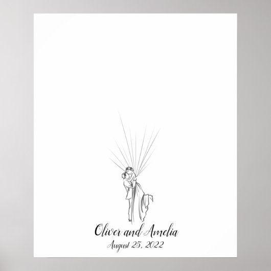 のカップル結婚指紋ゲストブック ポスター (正面)