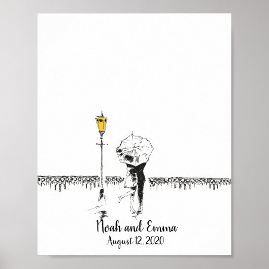 のカップル結婚指紋認証のゲストブック ポスター (正面)