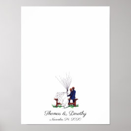 のカップル結婚指紋認証のゲストブック ポスター