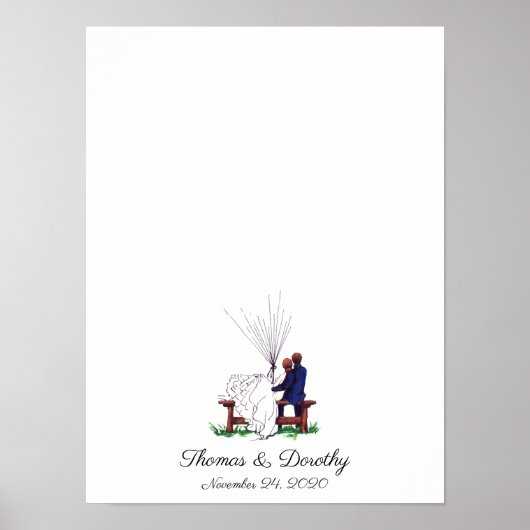 のカップル結婚指紋認証のゲストブック ポスター (正面)