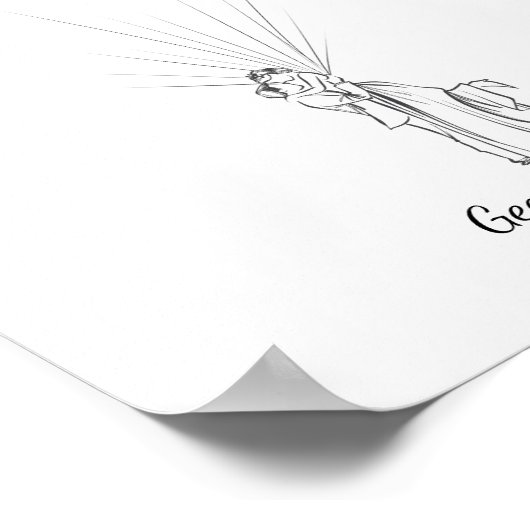 のカップル結婚指紋認証のゲストブック ポスター (角)