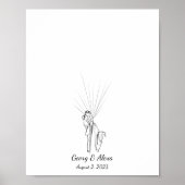 のカップル結婚指紋認証のゲストブック ポスター (正面)