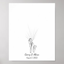 のカップル結婚指紋認証のゲストブック ポスター