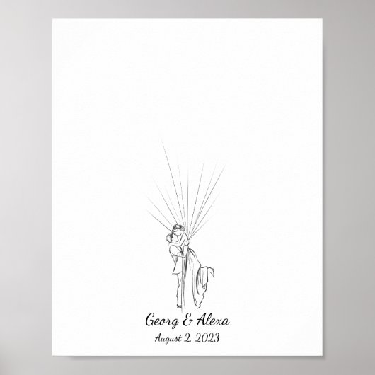 のカップル結婚指紋認証のゲストブック ポスター (正面)