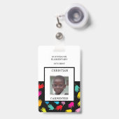 のカラフル手救済学生の学校フォトバッジ バッジ (正面（伸縮クリップ）)