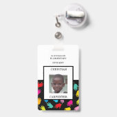 のカラフル手救済学生の学校フォトバッジ バッジ (裏面（伸縮クリップ）)