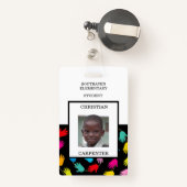 のカラフル手救済学生の学校フォトバッジ バッジ (裏面リトラクタブル付き)