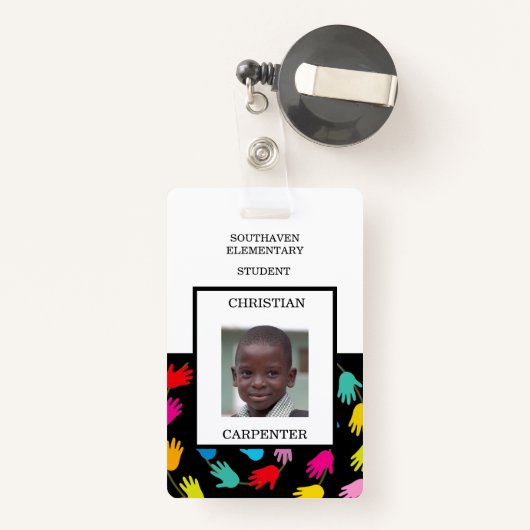 のカラフル手救済学生の学校フォトバッジ バッジ (裏面リトラクタブル付き)